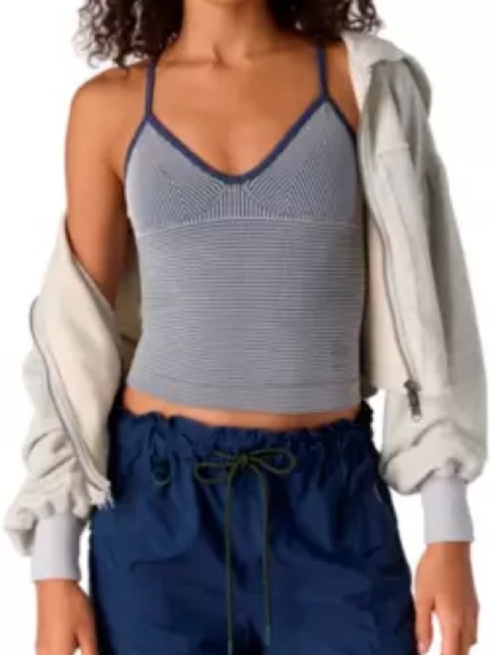 Free People Navy and White Striped Knit Cami Tank